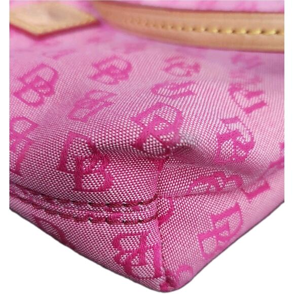 Dooney & Bourke Vtg Y2K Pink Canvas Monogram Leather Strap Crossbody Bag - Picture 4 of 13